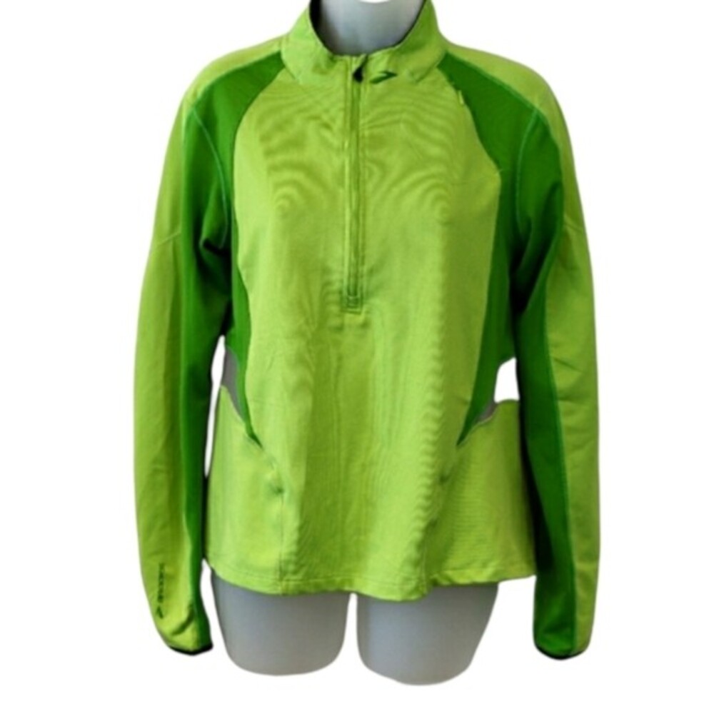 Brooks Green Athletic Track Jacket Pullover 1/4 Zip Small WL630